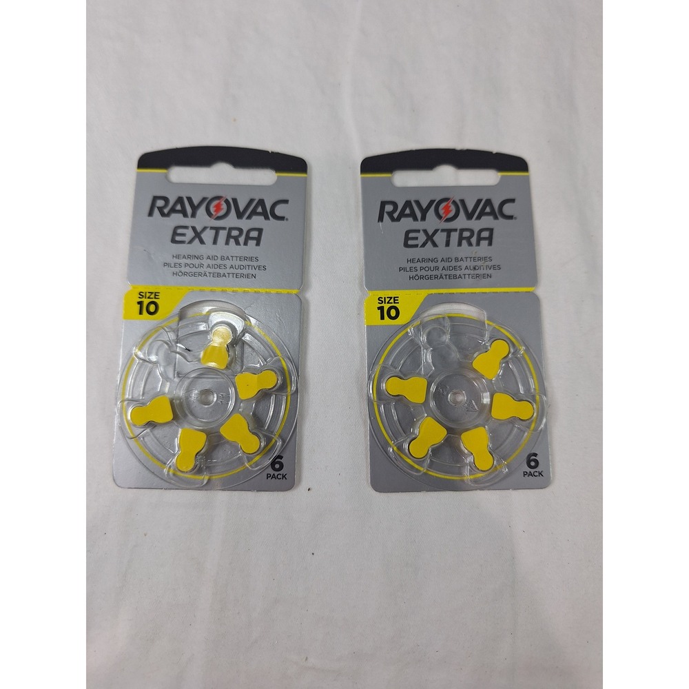 Rayovac Extra Hearing Aid Batteries Size 10 Yellow Tab 6-Pack 34 Total